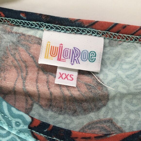 LuLaRoe Womens XXS Julia Dress Butterfly Turquoise Orange Bodycon Unicorn #3543 - Picture 4 of 6